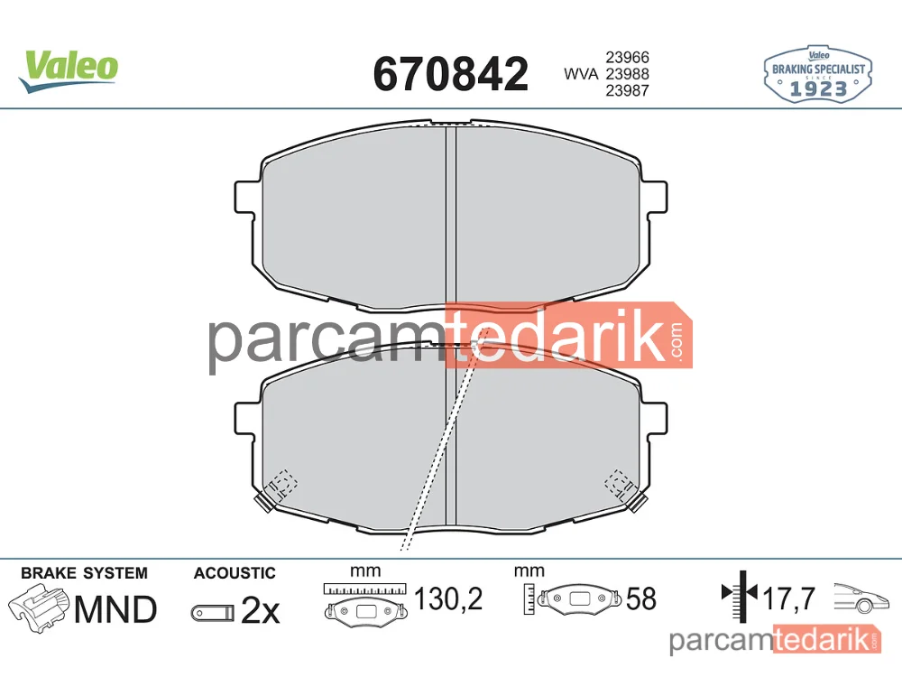 670842 | Fren Balatası — Kia Ceed SW, Kia Pro Ceed, Hyundai i30